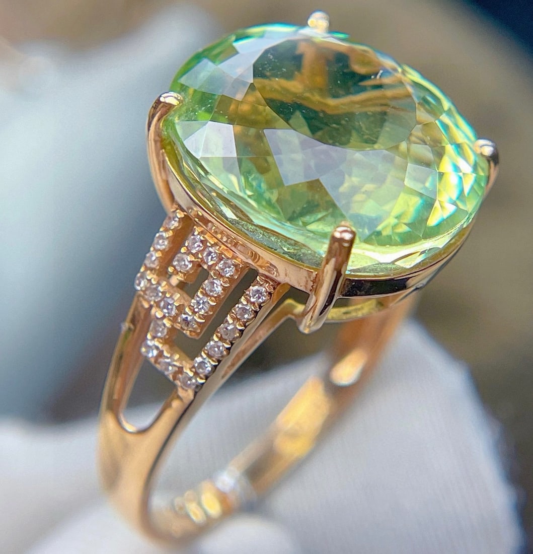 14k Gold 10.18 Ct Natural Tourmaline & Diamond Ring - 6