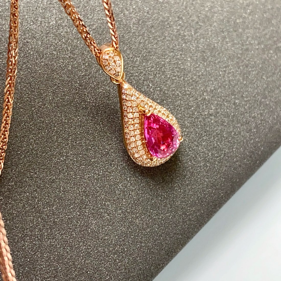 14k Gold 1.15 Ct Natural Ruby & Diamond Pendant( Without Chain ) - 2
