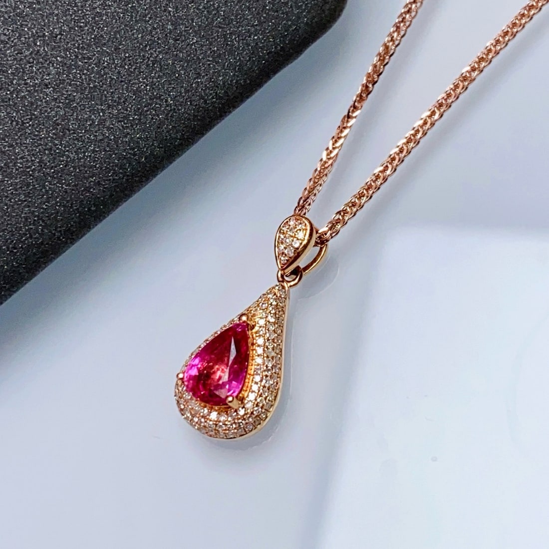 14k Gold 1.15 Ct Natural Ruby & Diamond Pendant( Without Chain ) - 3