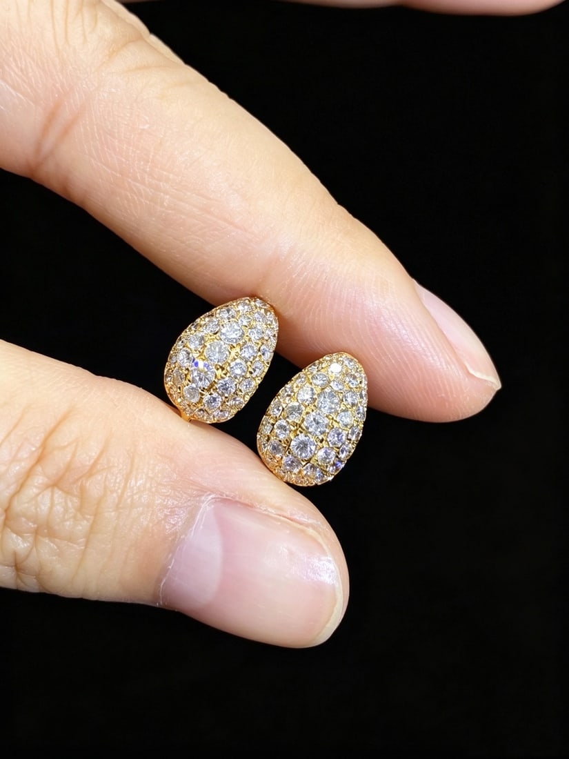 14k Gold 1.04 Ct Natural H Diamond Earrings - 2