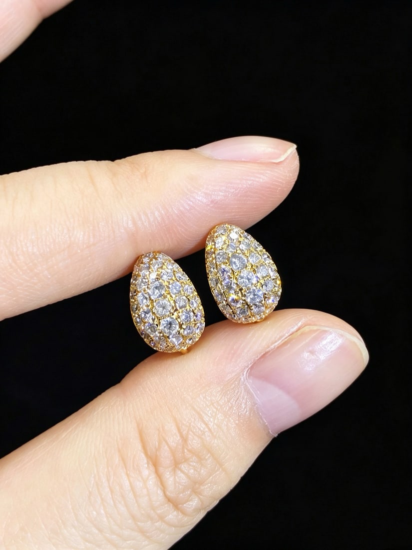 14k Gold 1.04 Ct Natural H Diamond Earrings - 3