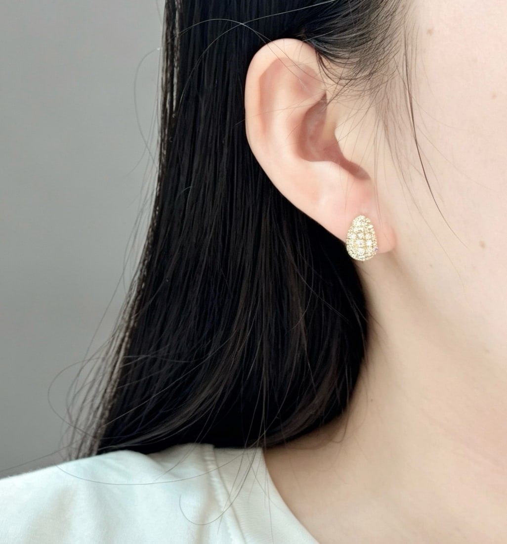 14k Gold 1.04 Ct Natural H Diamond Earrings - 5