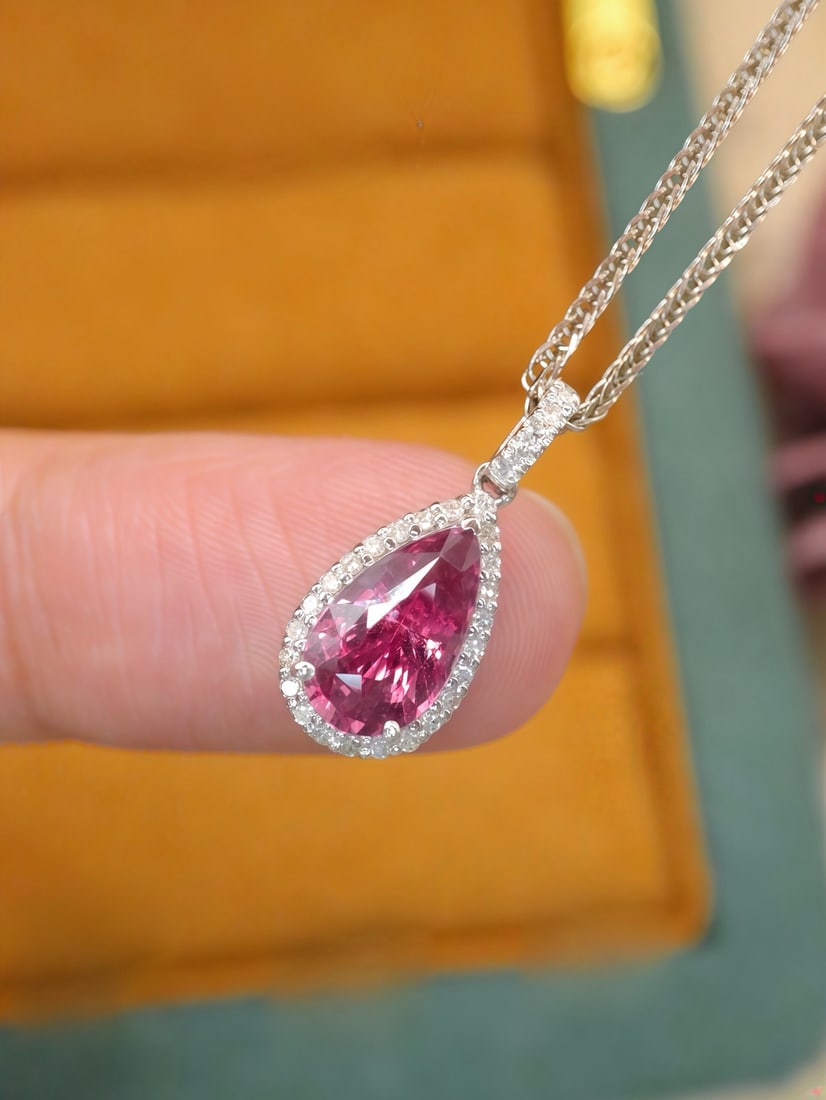 14k Gold 1.78 Ctw Natural Sapphire & Diamond Pendant( Without Chain ) - 3