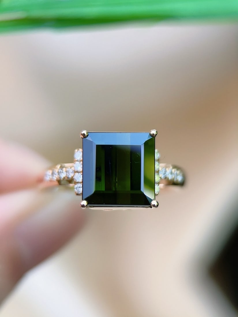 14k Gold 4.41 Ctw Natural Tourmaline & Diamond Ring - 2