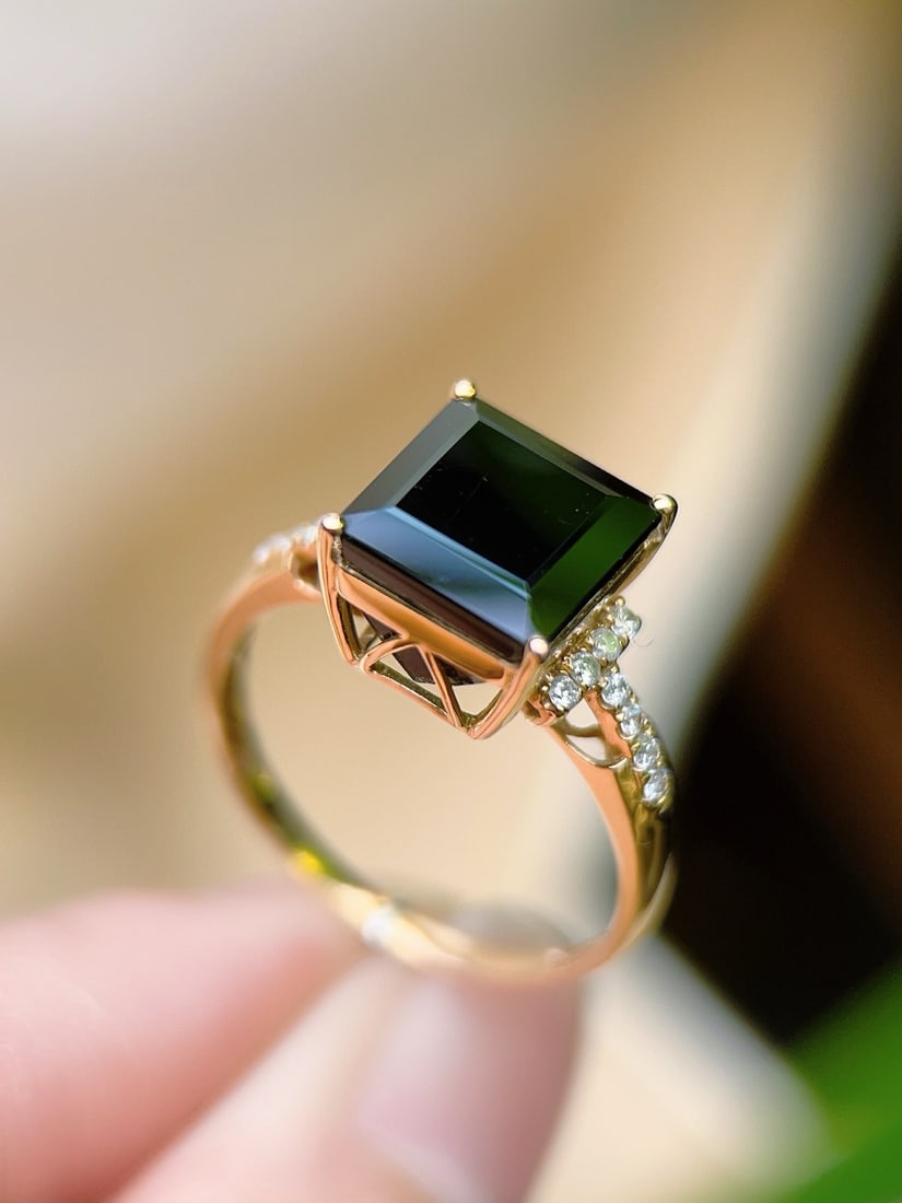 14k Gold 4.41 Ctw Natural Tourmaline & Diamond Ring - 3