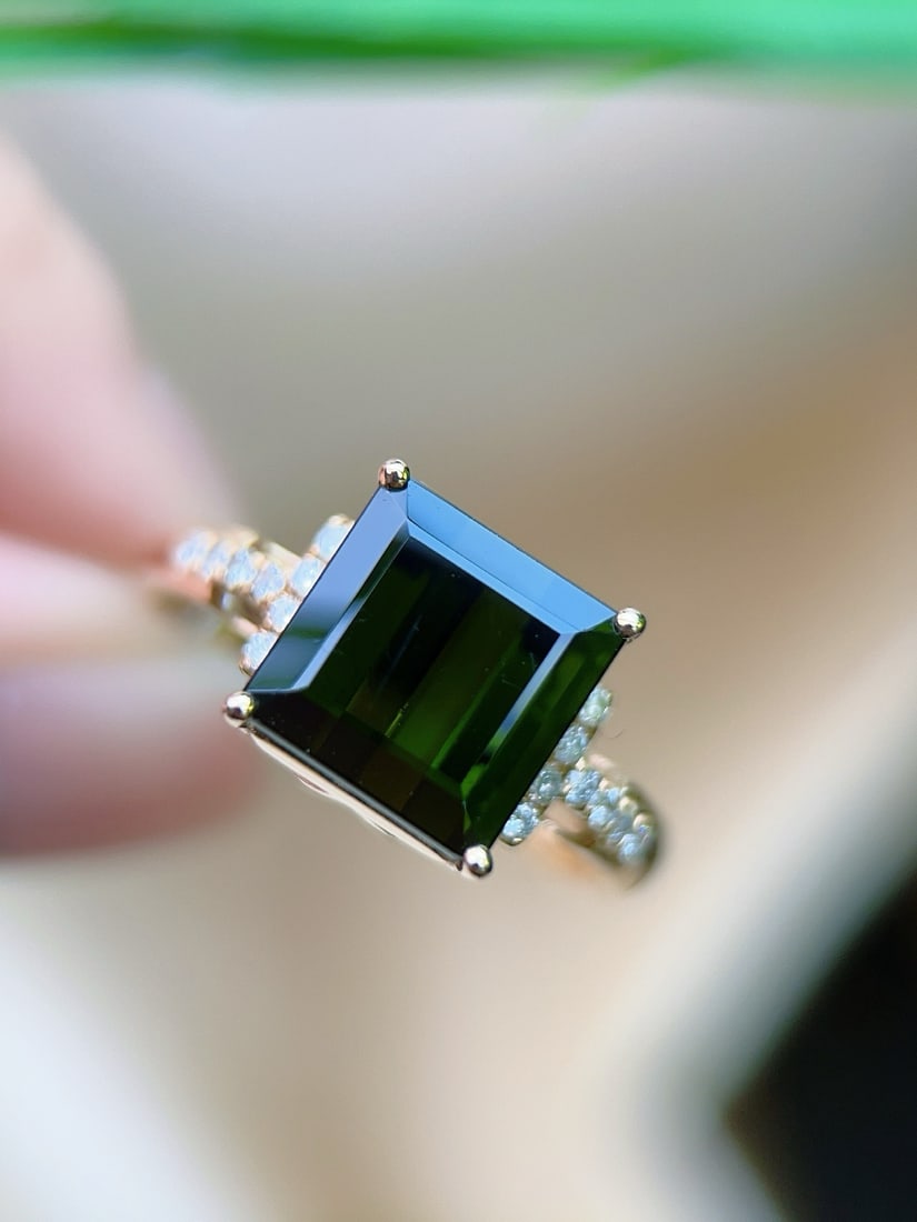 14k Gold 4.41 Ctw Natural Tourmaline & Diamond Ring - 4