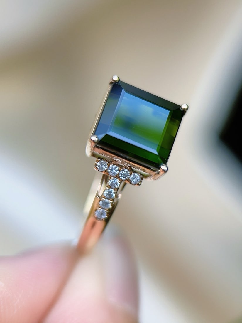 14k Gold 4.41 Ctw Natural Tourmaline & Diamond Ring - 5