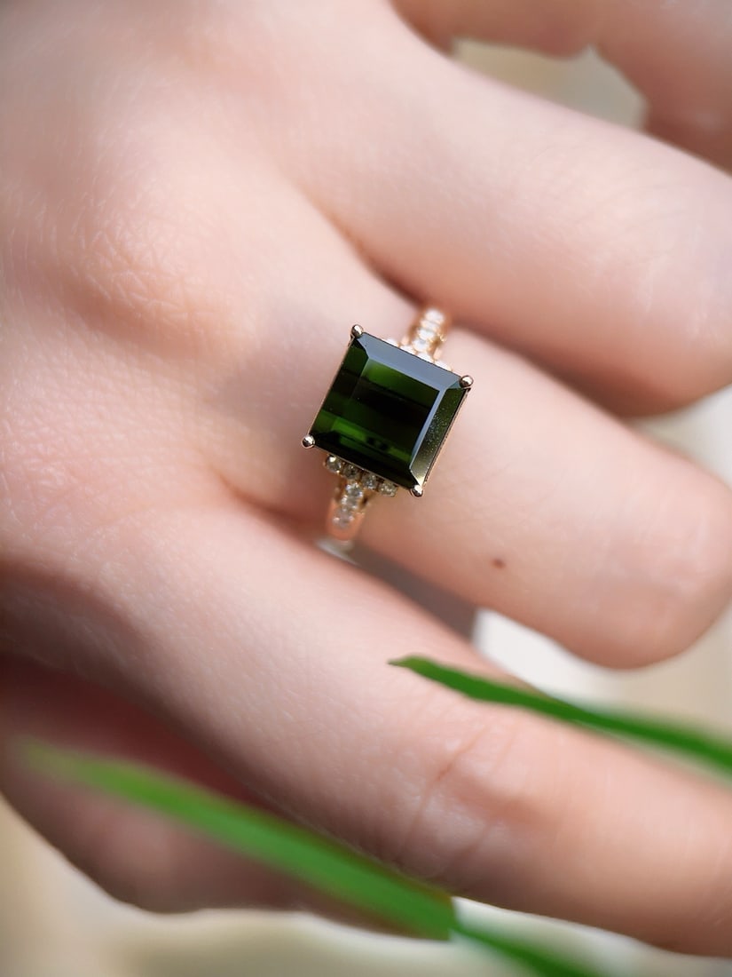 14k Gold 4.41 Ctw Natural Tourmaline & Diamond Ring - 6