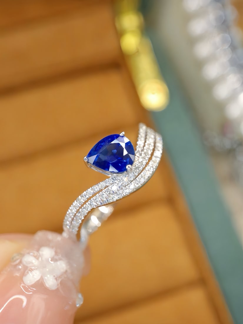14k Gold 1.20 Ctw Natural Sapphire & Diamond Ring - 2