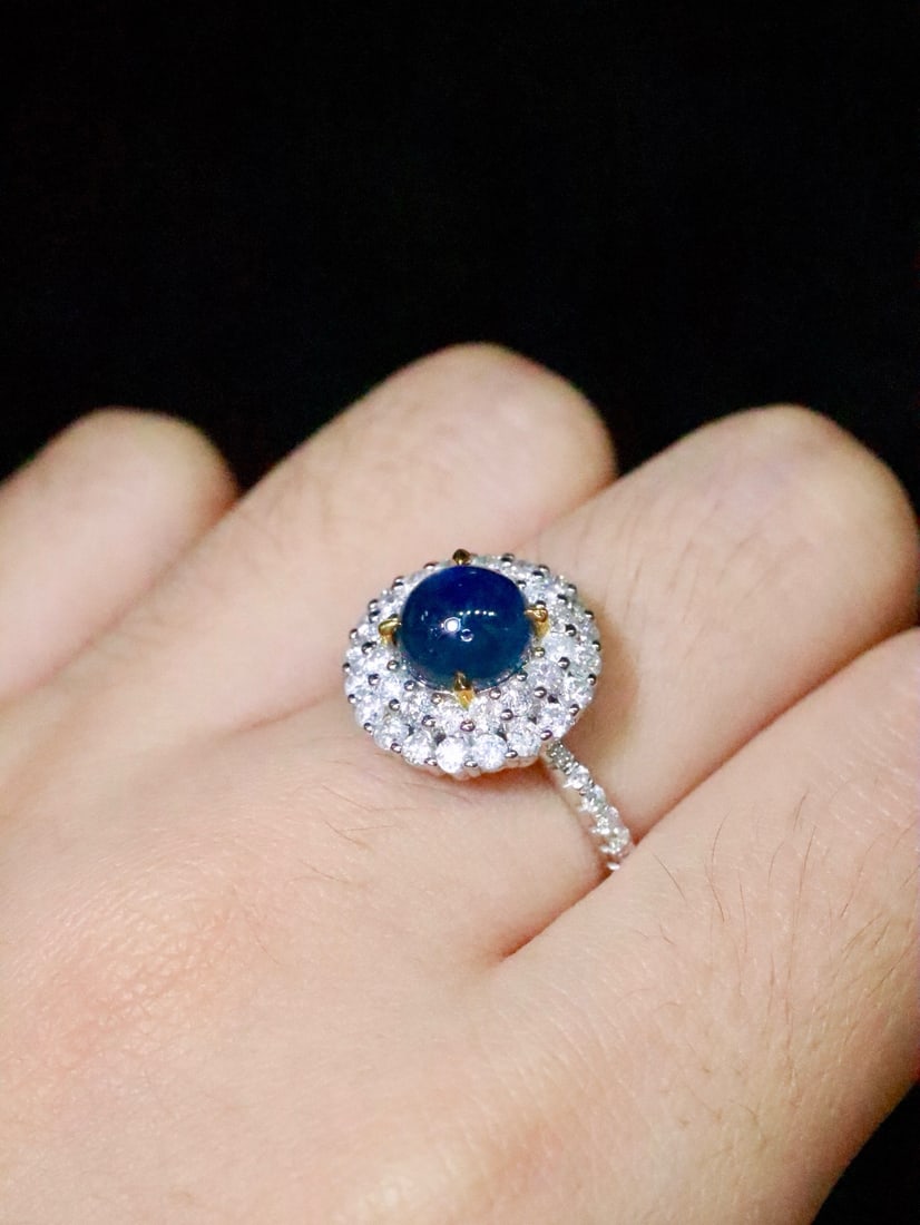 14k Gold 2.84 Ctw Natural Sapphire & Diamond Ring - 6