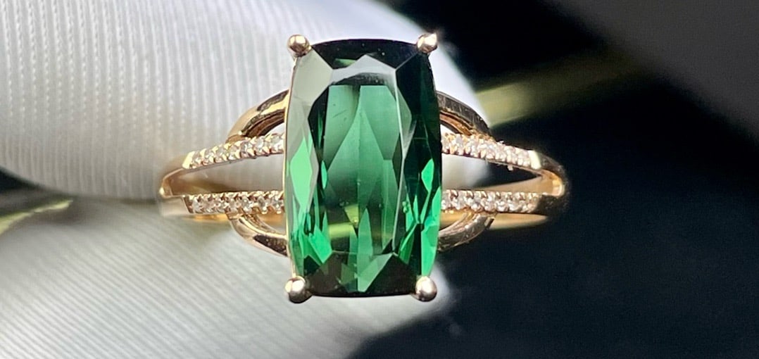 14k Gold 3.86 Ct Natural Tourmaline & Diamond Ring - 6