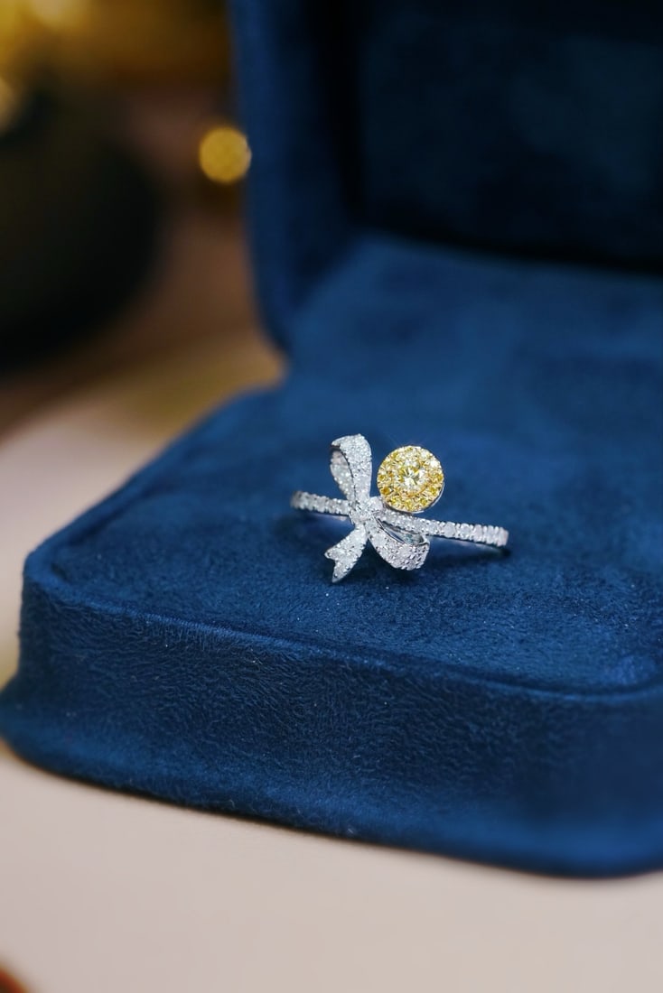 14k Gold 0.50 Ctw Natural Yellow Diamond & Diamond Ring: Ref:231172386 // gold content:14k gold // ring size:7. 25us // // main gemstone:yellow diamond // shape:round // carat weight:0. 15ct // color:yellow // treatment:natural // cut grade:g // //