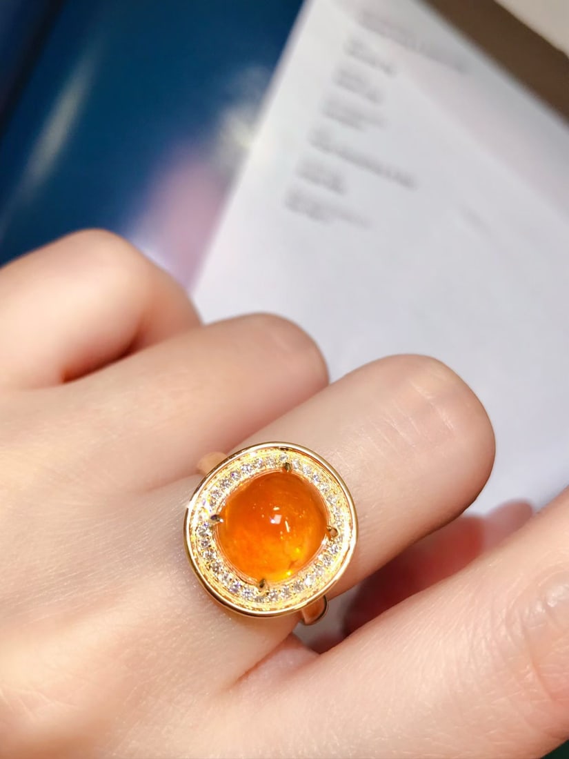 14k Gold 6.8 Ct Natural Spessartine & Diamond Ring - 5