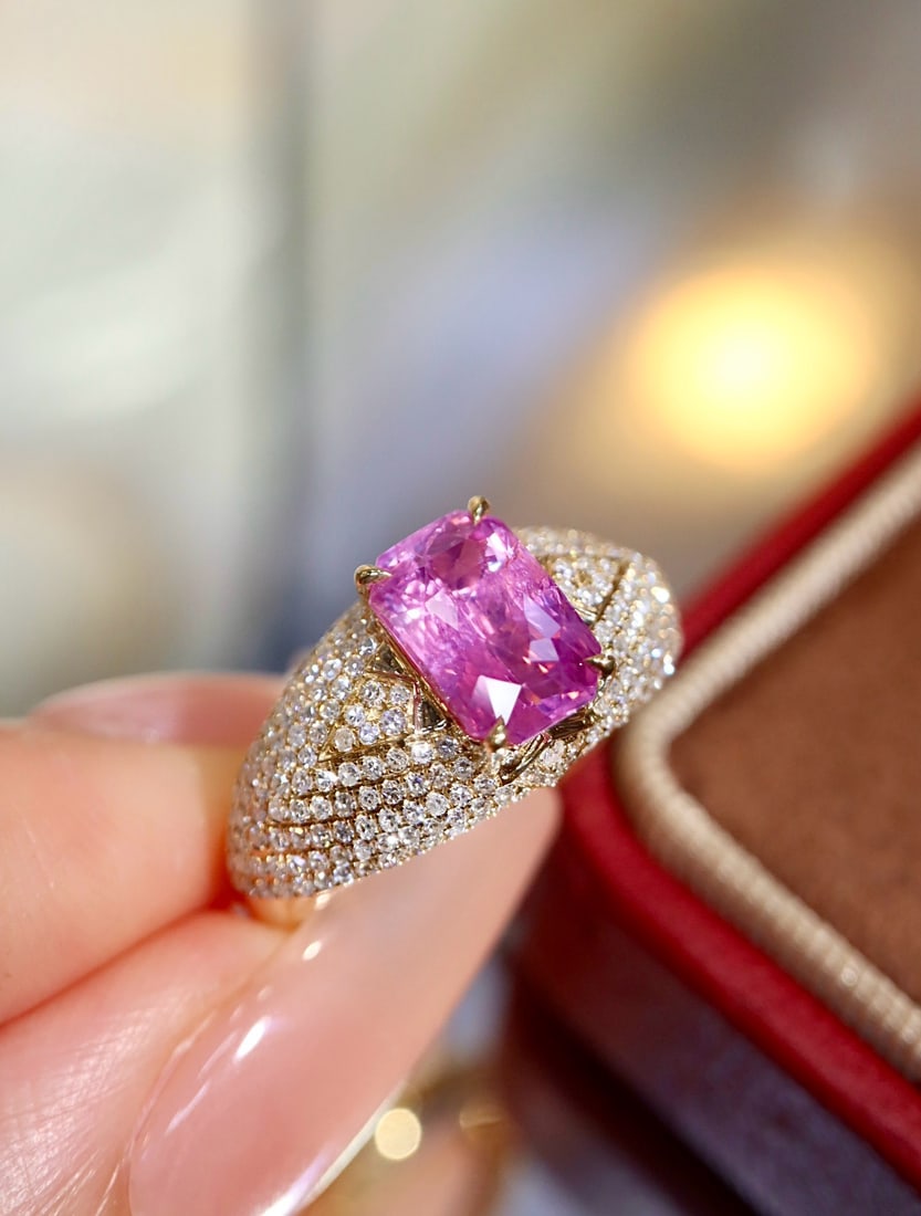 14k Gold 3.12 Ctw Natural Sapphire & Diamond Ring - 7