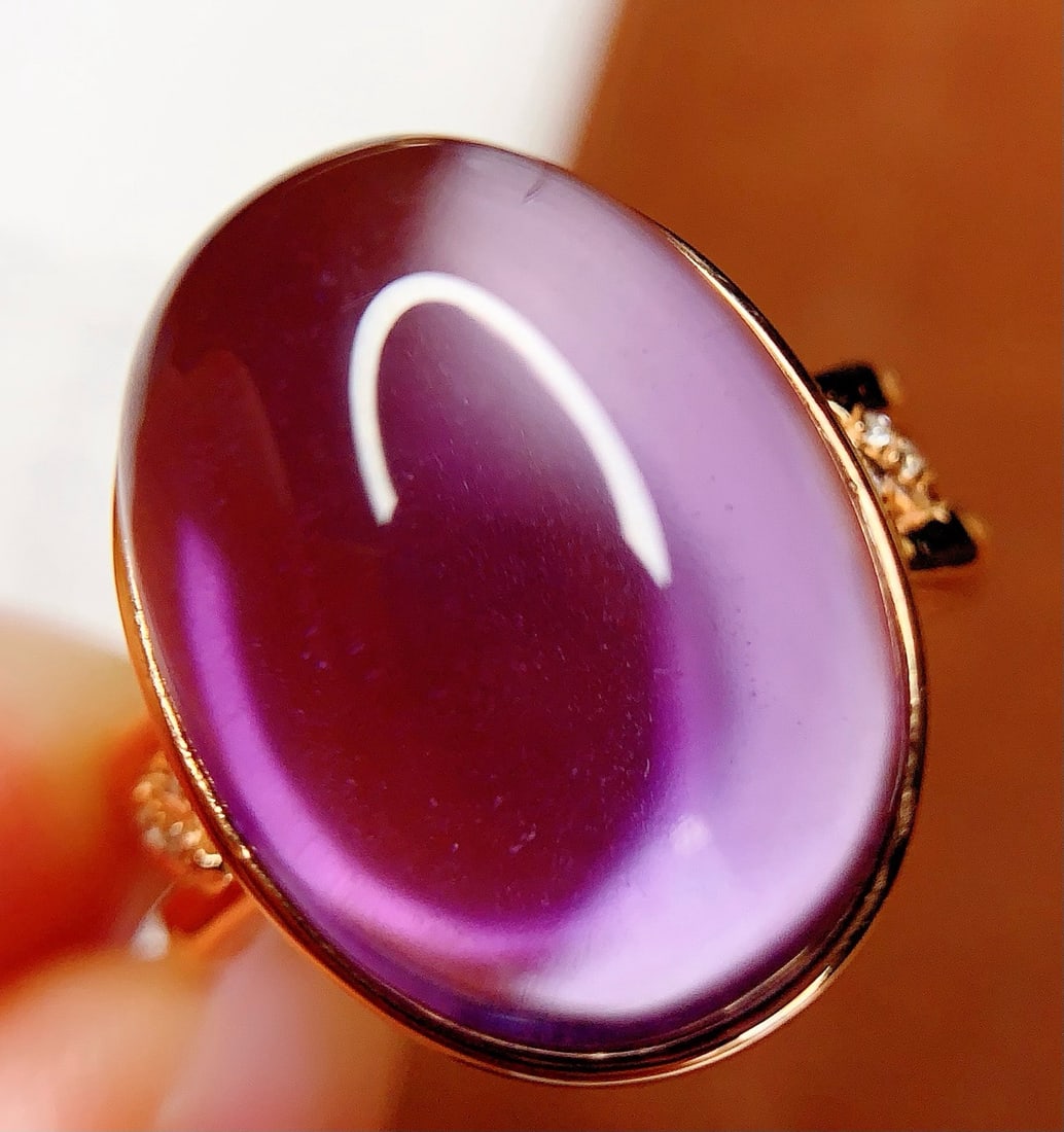 14k Gold 12.2 Ct Natural Amethyst & Diamond Ring - 2