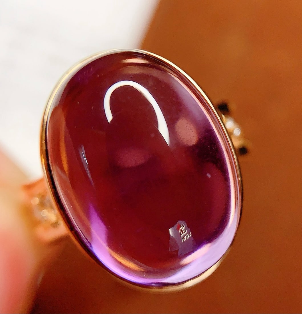 14k Gold 12.2 Ct Natural Amethyst & Diamond Ring - 5