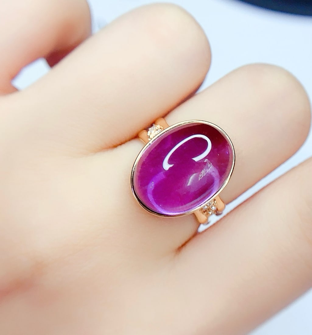 14k Gold 12.2 Ct Natural Amethyst & Diamond Ring - 6