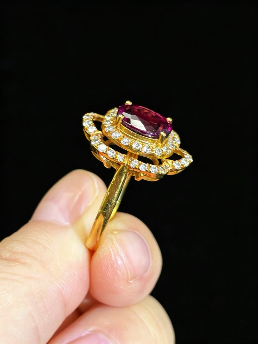 14k Gold 2.96 Ctw Natural Tourmaline & Diamond Ring - 4