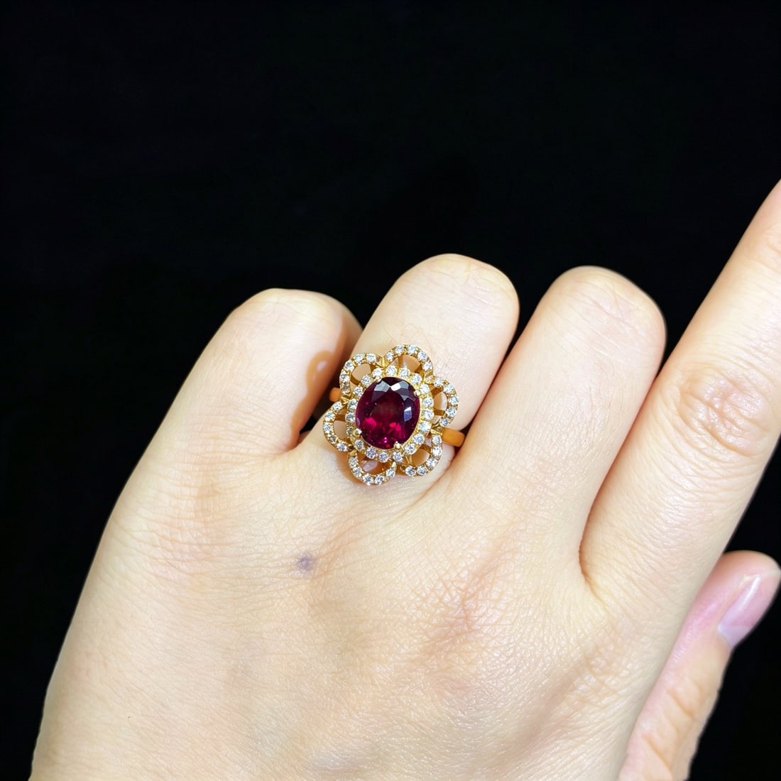 14k Gold 2.96 Ctw Natural Tourmaline & Diamond Ring - 6
