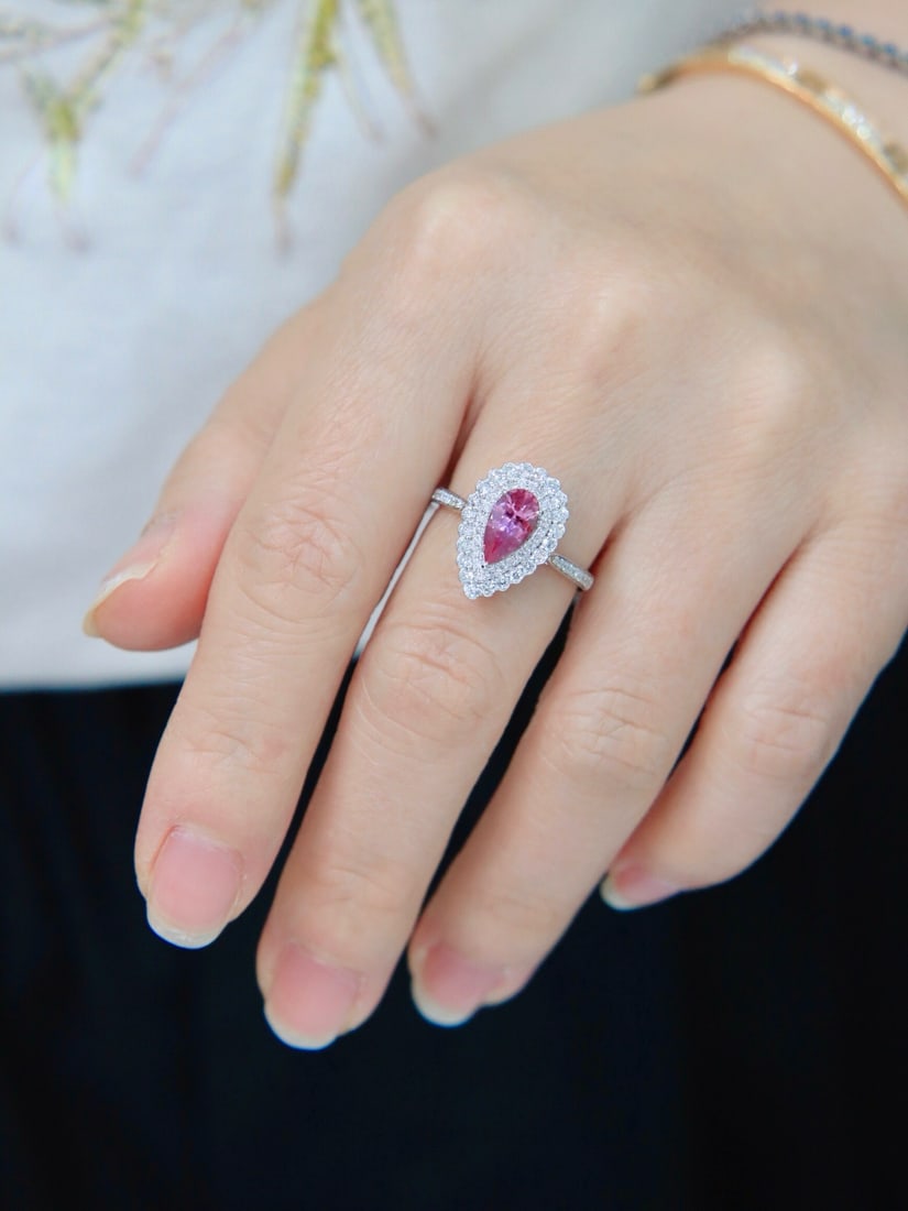 14k Gold 1.49 Ctw Natural Padparadscha Sapphire & Diamond Ring - 5