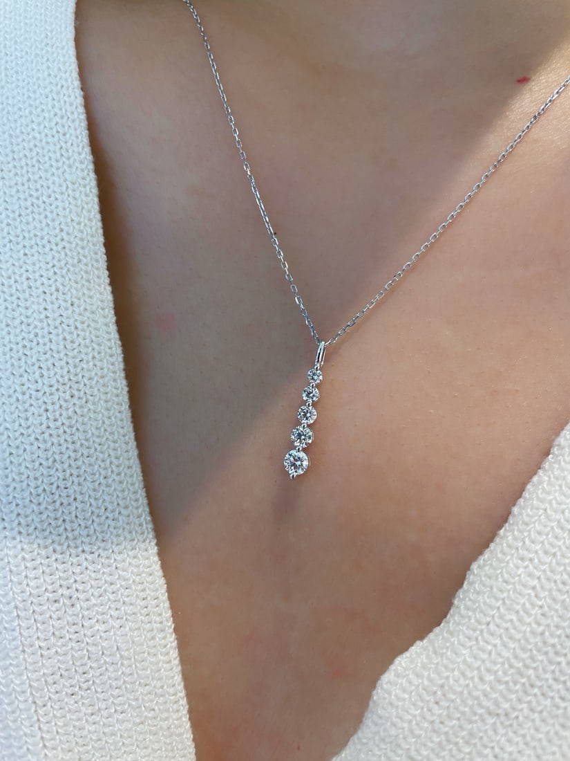 14k Gold 0.45 Ct Natural H Diamond Necklace - 3