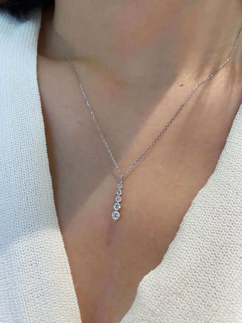 14k Gold 0.45 Ct Natural H Diamond Necklace - 4
