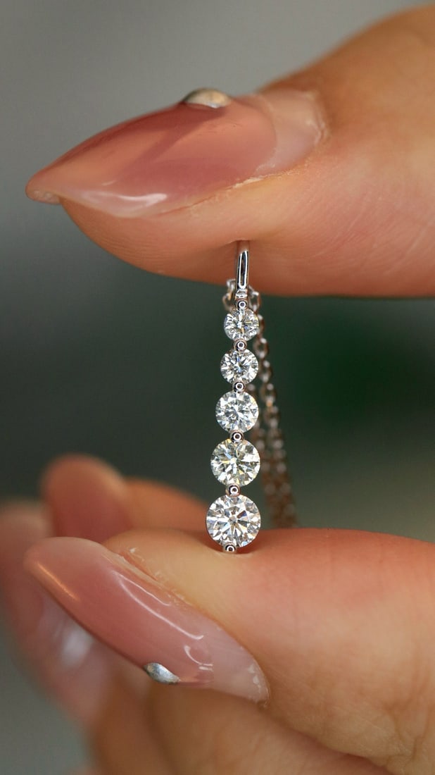 14k Gold 0.45 Ct Natural H Diamond Necklace - 5