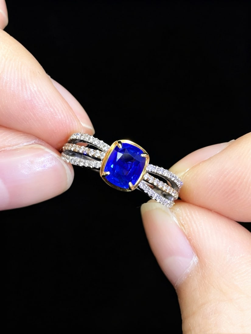 14k Gold 1.53 Ctw Natural Sapphire & Diamond Ring - 3
