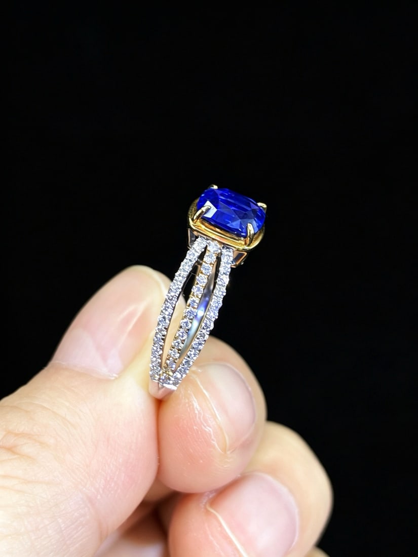 14k Gold 1.53 Ctw Natural Sapphire & Diamond Ring - 4