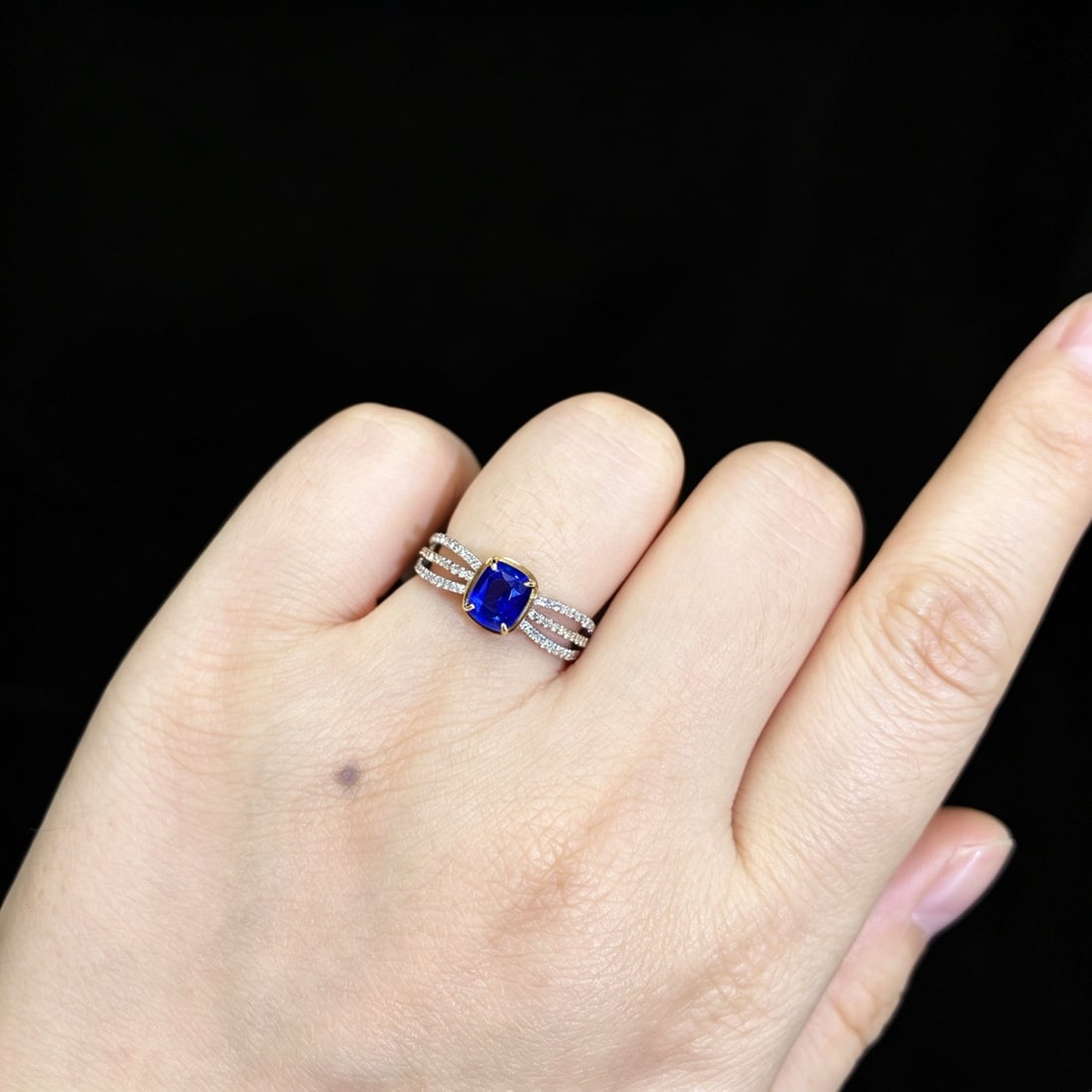 14k Gold 1.53 Ctw Natural Sapphire & Diamond Ring - 6