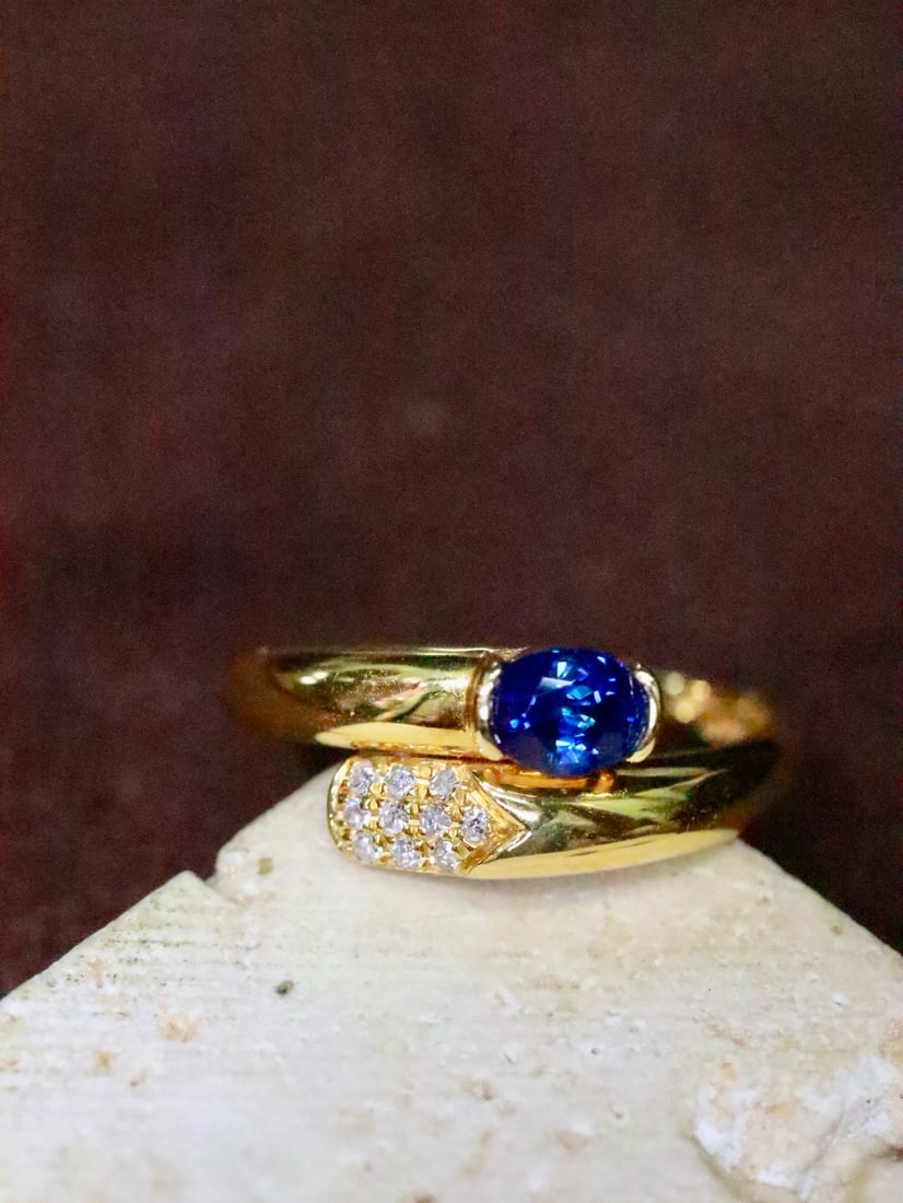 14k Gold 0.50 Ctw Natural Sapphire & Diamond Ring (1 of 7)
