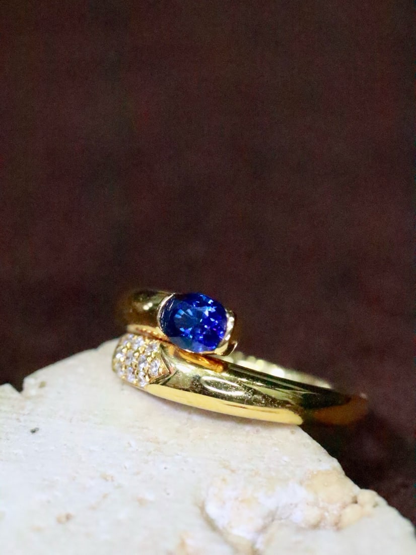 14k Gold 0.50 Ctw Natural Sapphire & Diamond Ring - 2