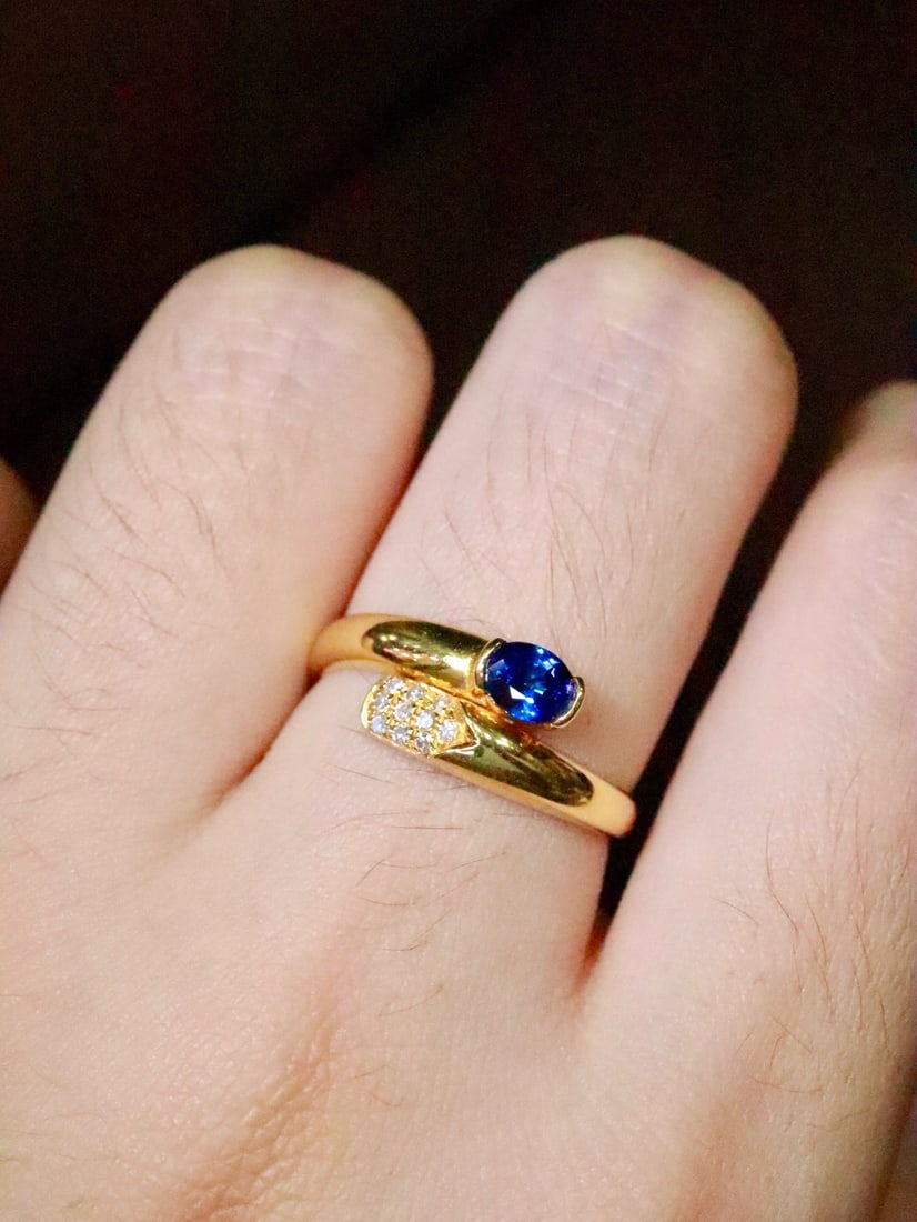14k Gold 0.50 Ctw Natural Sapphire & Diamond Ring - 5