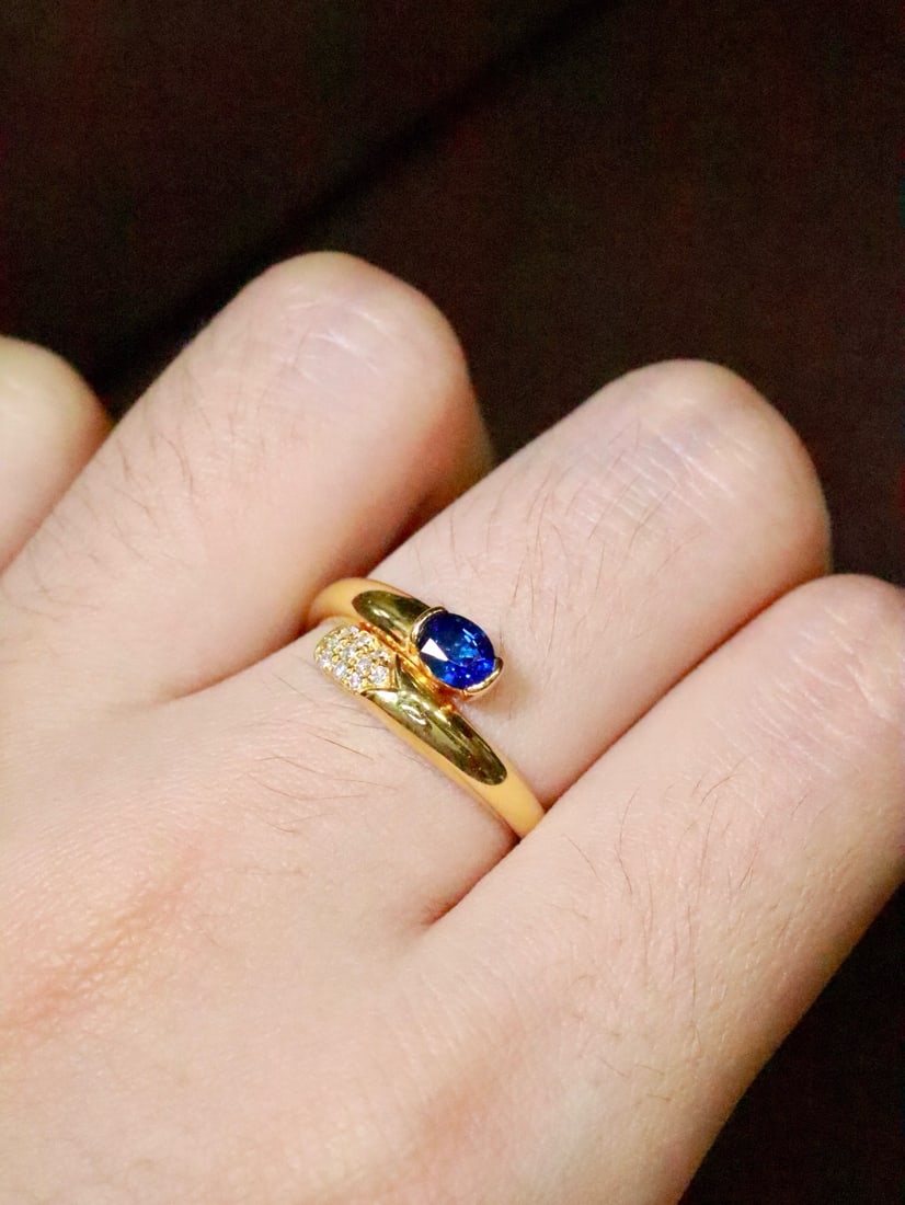 14k Gold 0.50 Ctw Natural Sapphire & Diamond Ring - 6