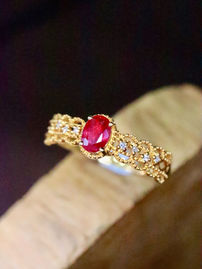 14k Gold 0.42 Ctw Natural Ruby & Diamond Ring - 2