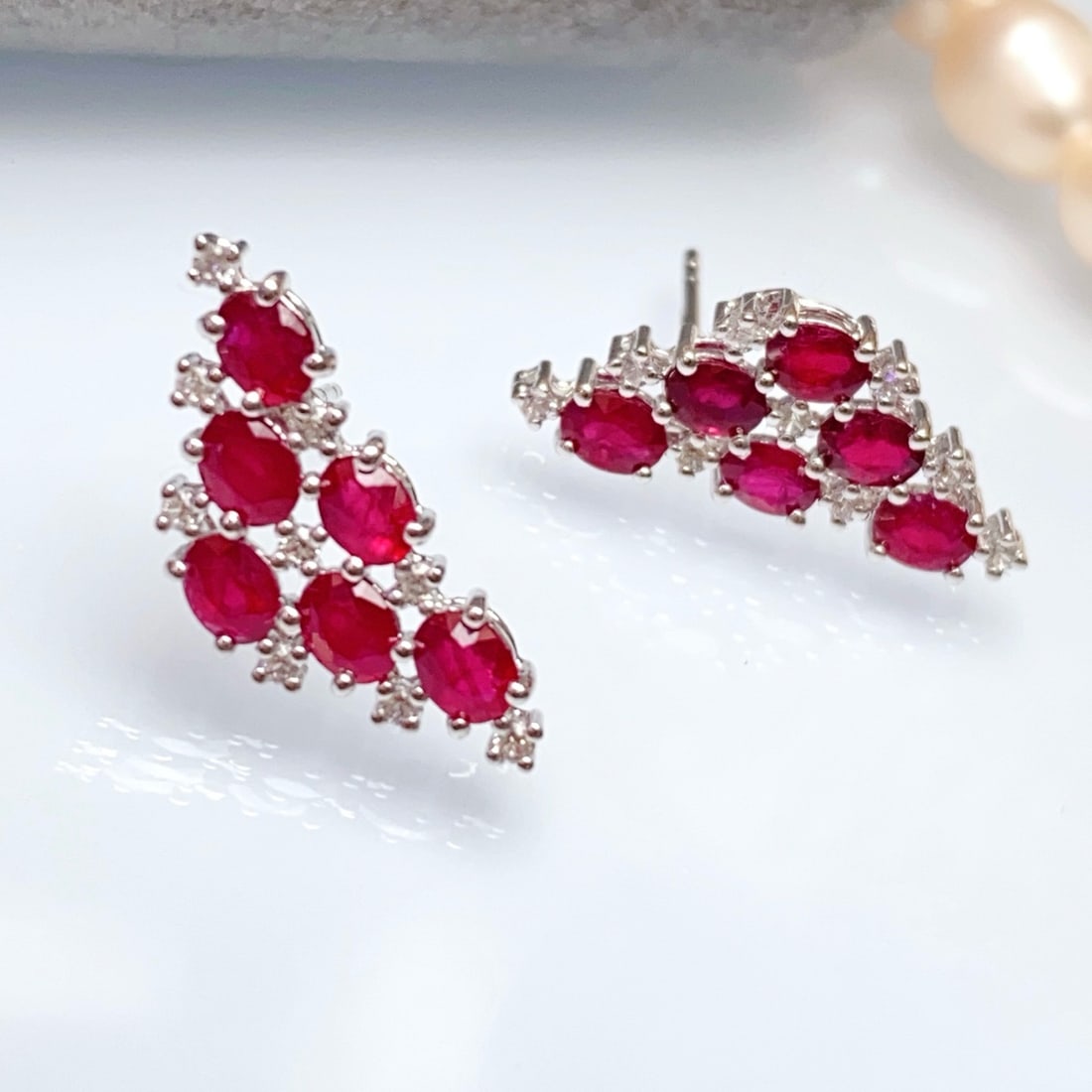 14k Gold 2.80 Ct Natural Ruby & Sapphire Earrings - 4