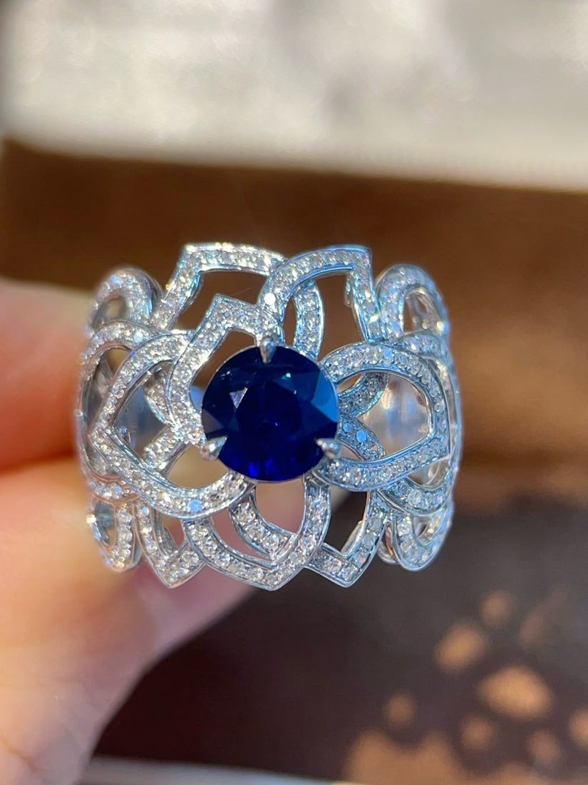 14k Gold 1.88 Ctw Natural Sapphire & Diamond Ring - 4