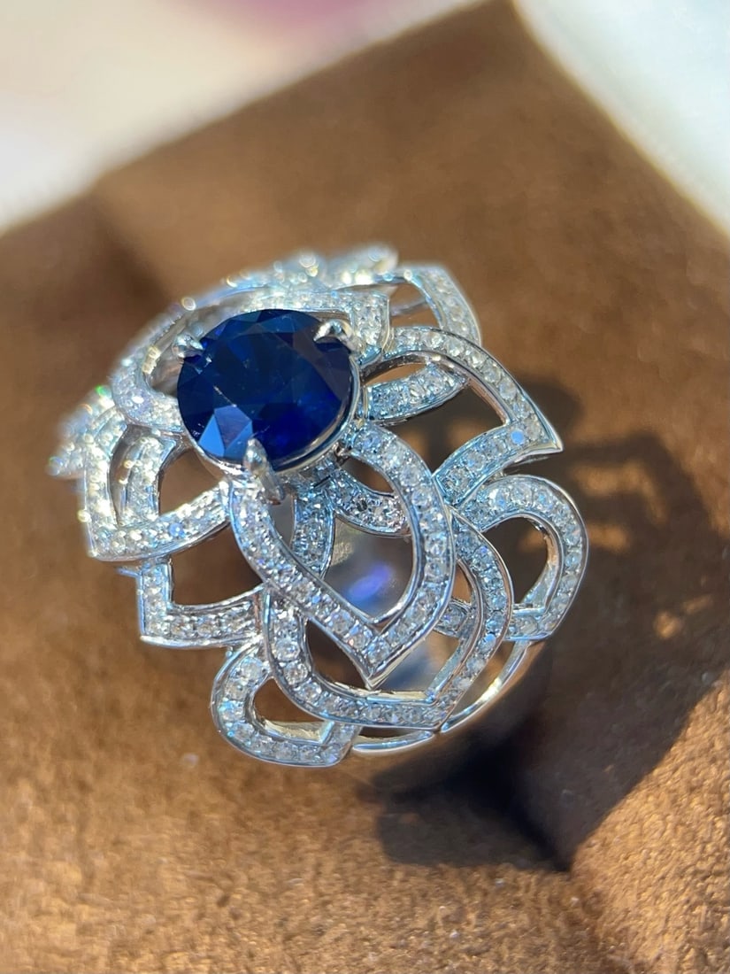 14k Gold 1.88 Ctw Natural Sapphire & Diamond Ring - 5