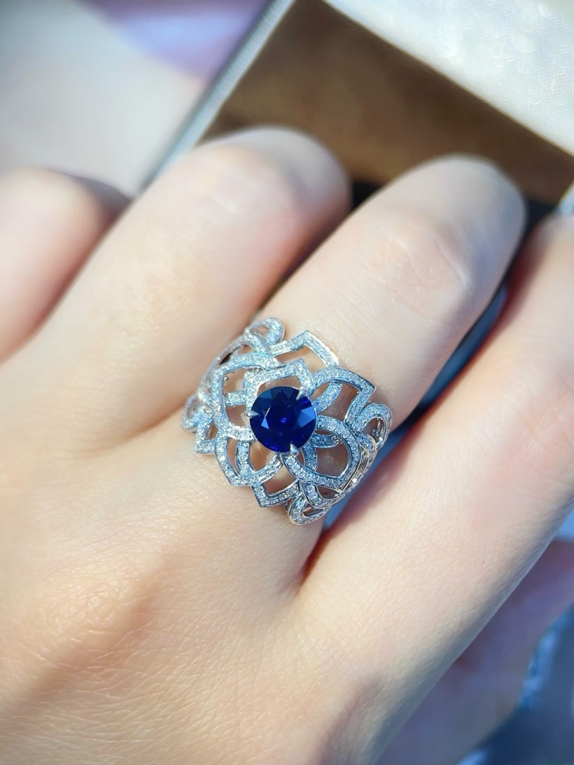 14k Gold 1.88 Ctw Natural Sapphire & Diamond Ring - 6