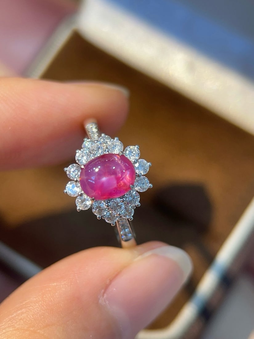 14k Gold 1.90 Ctw Natural Star Ruby & Diamond Ring - 2