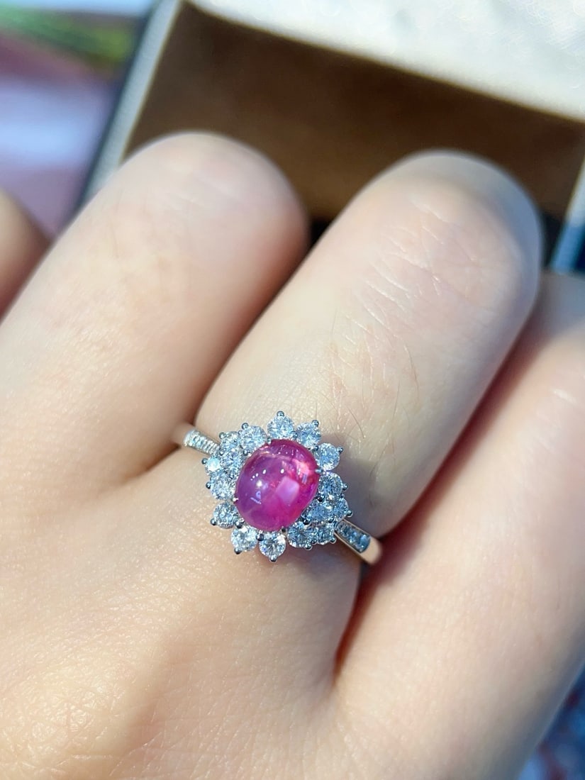 14k Gold 1.90 Ctw Natural Star Ruby & Diamond Ring - 6