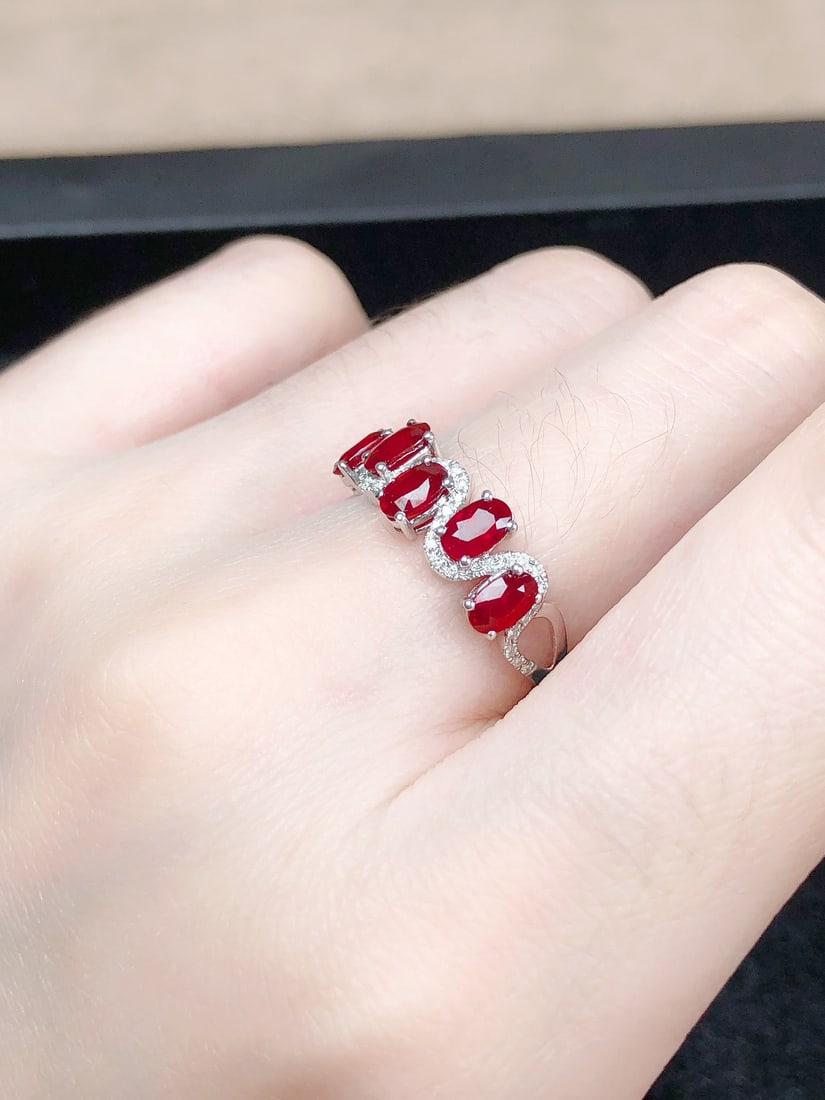 14k Gold 1.64 Ctw Vivid Red Natural Ruby & Diamond Ring - 7