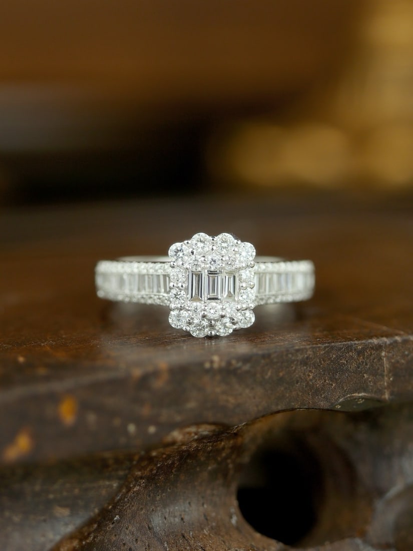 14k Gold 1 Ct Natural H Diamond Ring: Ref:231172425 // gold content:14k gold // ring size:7. 25us // // main gemstone:diamond // shape:multiple // carat weight:1ct // clarity grade:vs-si // color:h // treatment:natural // Low Estimate: