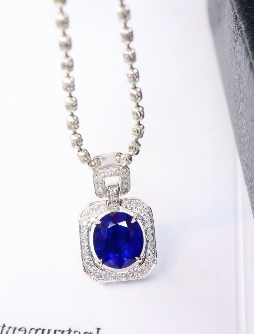 14k Gold 1.71 Ctw Natural Sapphire & Diamond Pendant( Without Chain ) - 4