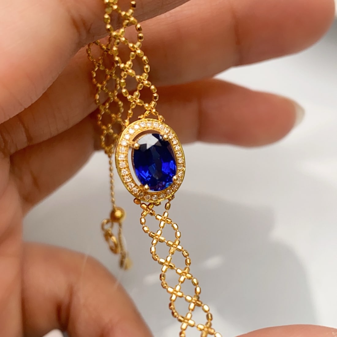14k Gold 1.30 Ct Natural Sapphire & Diamond Bracelet - 4