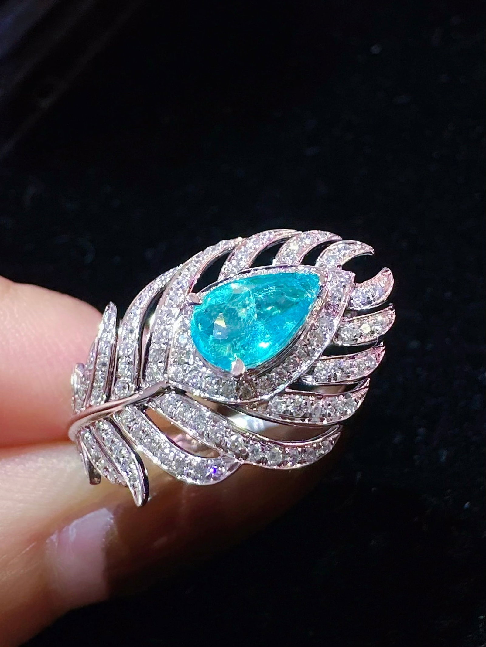 14k Gold 1.35 Ctw Natural Paraiba Tourmaline & Diamond Ring - 2
