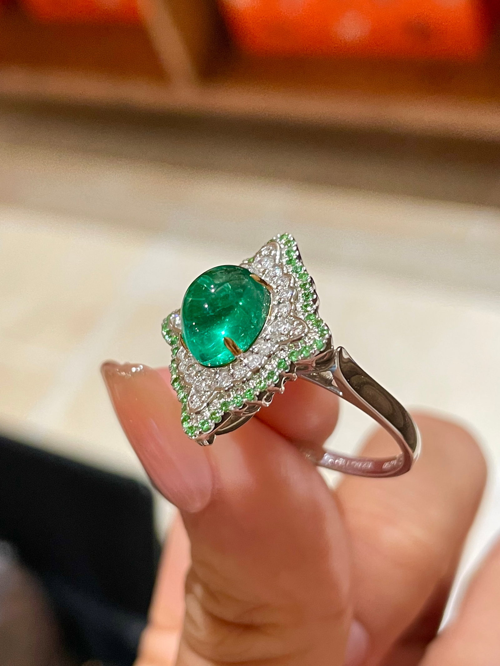 14k Gold 2.66 Ct Natural Emerald & Diamond Ring/pendant( Without Chain ) - 2