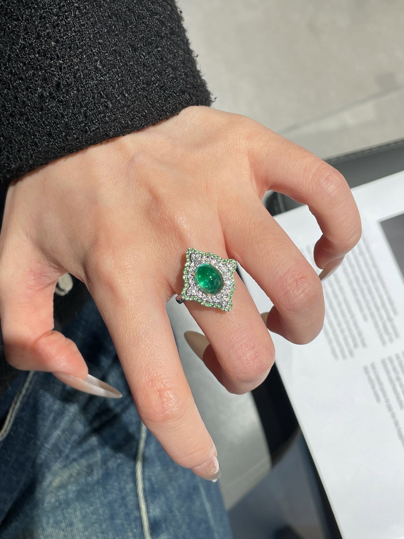14k Gold 2.66 Ct Natural Emerald & Diamond Ring/pendant( Without Chain ) - 5