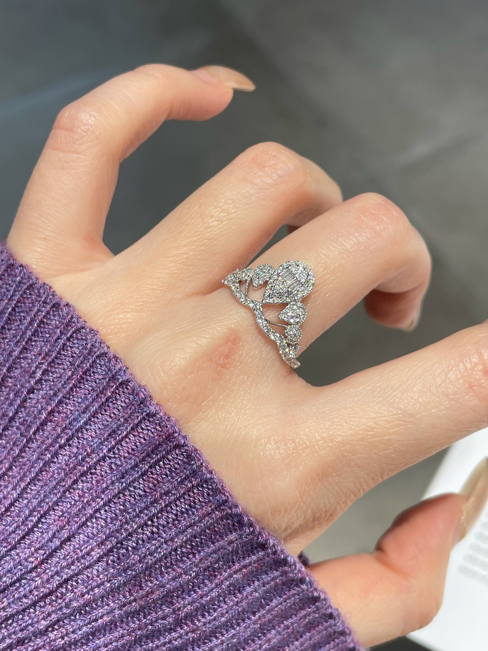 14k Gold 0.5 Ct Natural H Diamond Ring - 4
