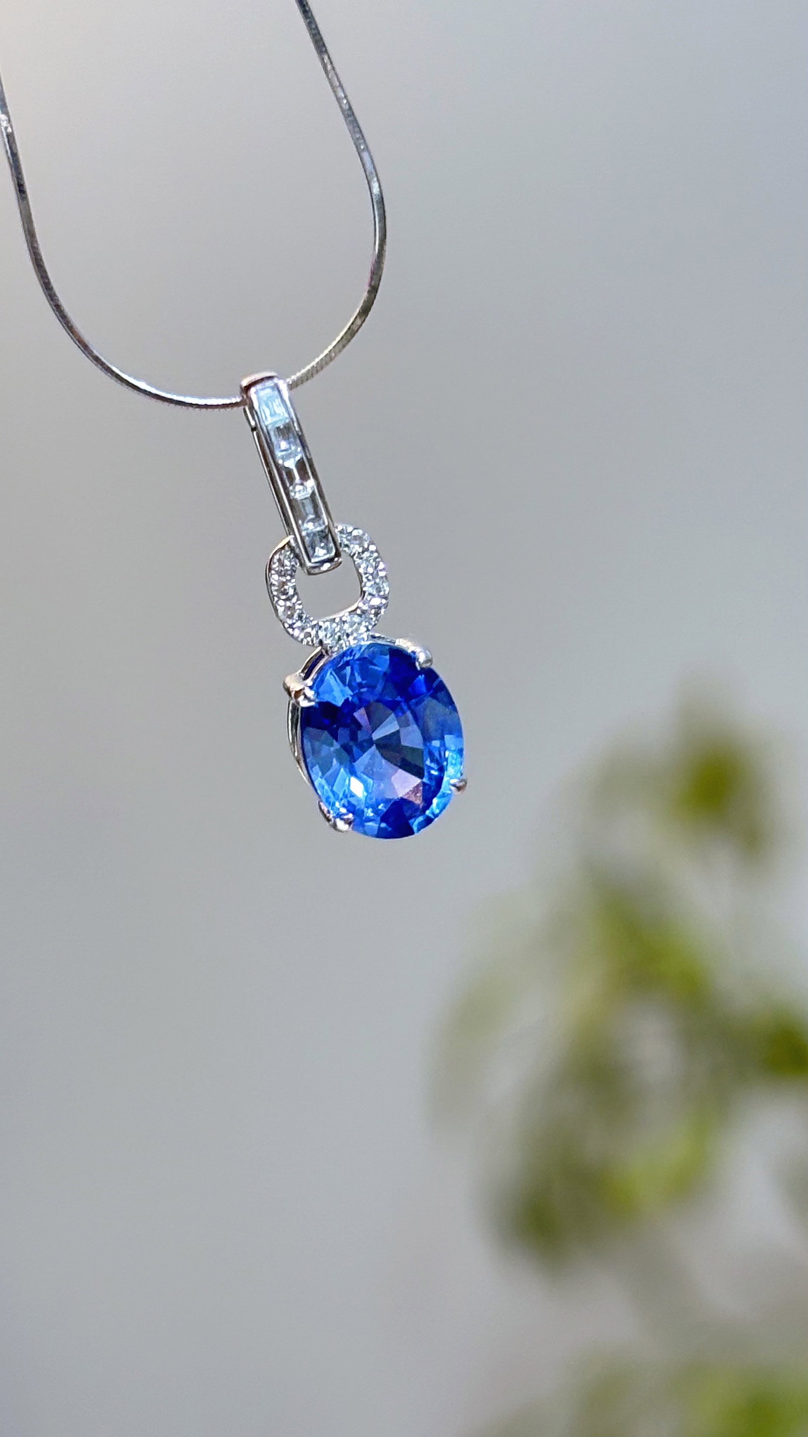 14k Gold 1.51 Ct Natural Sapphire & Diamond Pendant( Without Chain ) - 3